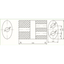 Polmo univerzális kipufogódob, Ø50mm, 330x220x120mm, 1be közép kettő ki