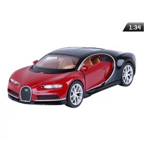 Makett autó, 1:34, BUGATTI Chiron, piros és fekete