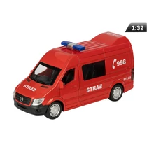 Makett tűzoltóautó, 1:32, Mercedes-Benz Guard, piros, szirénával