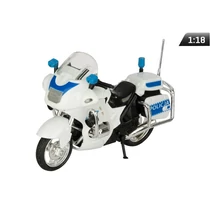Makett motorkerékpár, 1:18, rendőrségi, fehér, szirénával
