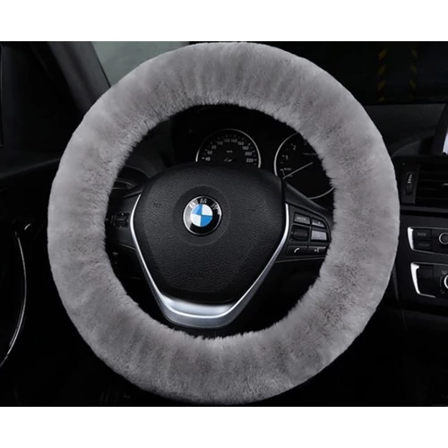 Kormányvédő, szürke plüss szőrös, 37-39 cm (CS-FA03-9, G-F11-9)