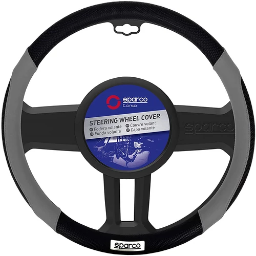 Kormányvédő, szürke- fekete Sparco, csúszásmentes rátéttel, 38 cm (10878)