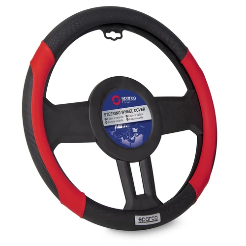 Kormányvédő, fekete-piros, Sparco, csúszásmentes rátéttel, 38 cm
