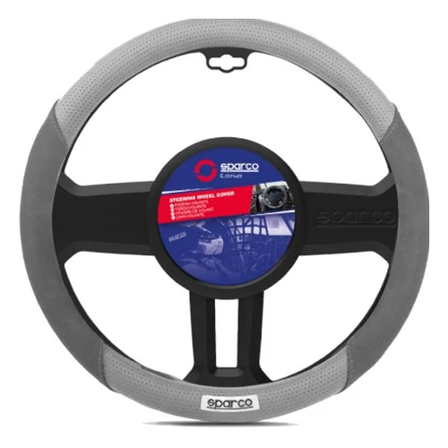 Kormányvédő, szürke velúr+ perforált bőr, Sparco, 38 cm