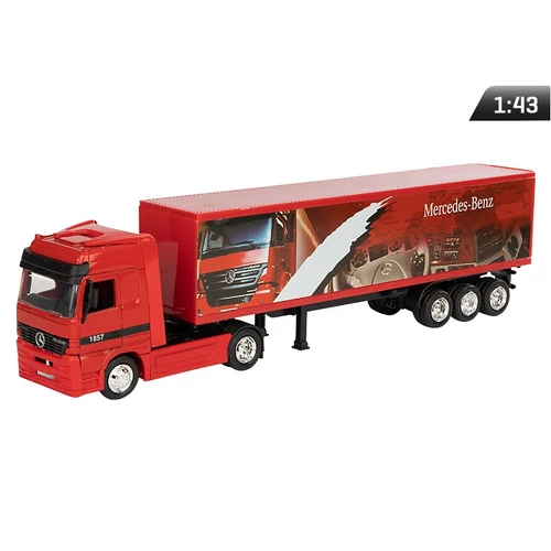 Makett kamion, 1:43, Mercedes pótkocsival, piros