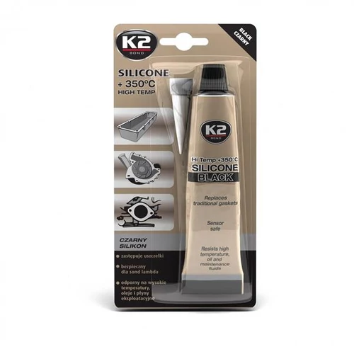 K2AUTO fekete szilikon tömítő paszta, 85g (SILICONE BLACK)