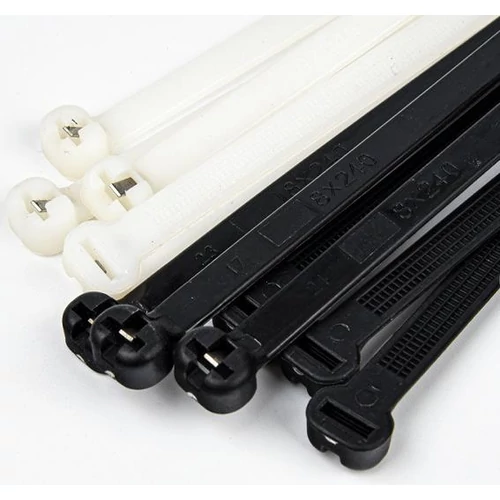 Fémnyelves kábelkötegelő, gyorskötöző, 2,4x92 mm, fekete (100db)