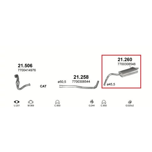 Polmo hátsó kipufogódob, Renault Kangoo 1.2, 1997-2010