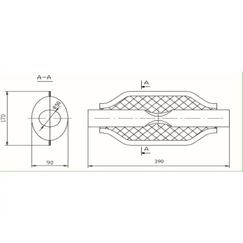 Univerzális ovál kipufogódob, O50, 350x210x120mm, 1beeltolt2ki