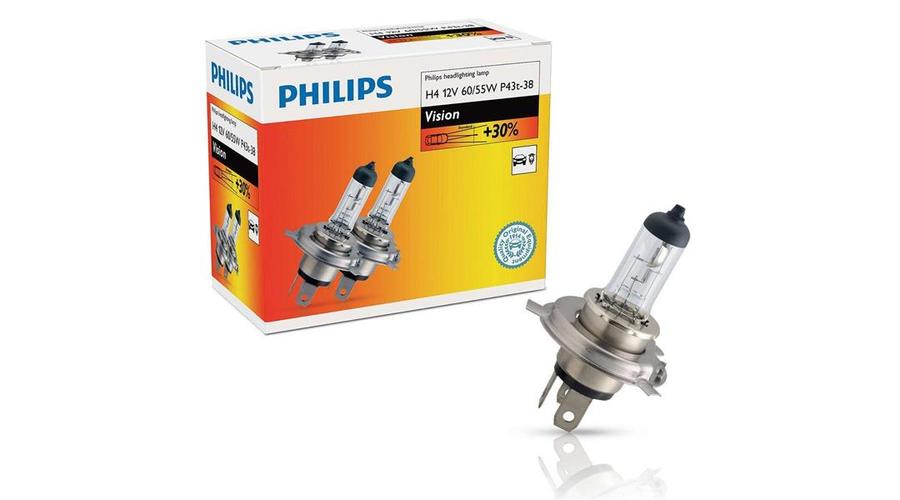 Philips H4 Vision izzó, 12V, 60/55W, +30% (2 db)