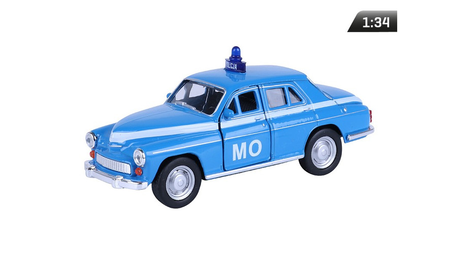 Makett autó, 1:34, PRL 224 Varsawa polgárvédelmi, kék
