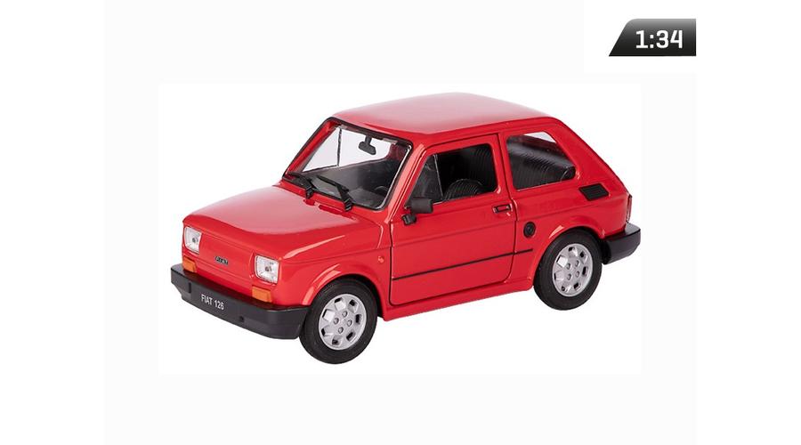 Makett autó, 1:34, PRL Fiat 126p, piros (A83925)