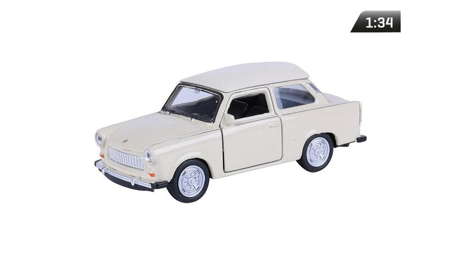Makett autó, 01:34, PRL 601 Trabant, krém.