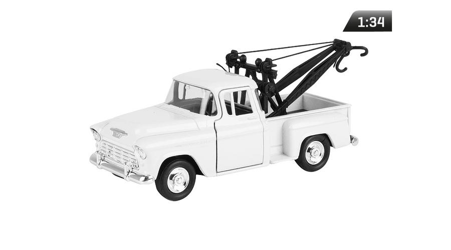 Makett autó, 1:34, CHEVY stepside vontató, fehér