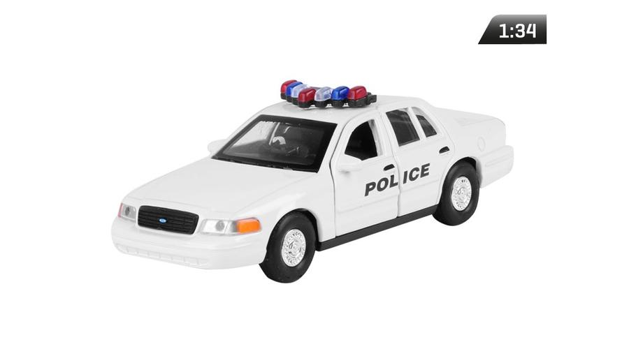 Makett autó, 1:34, 1999 Ford Crown Victoria rendőrségi, fehér