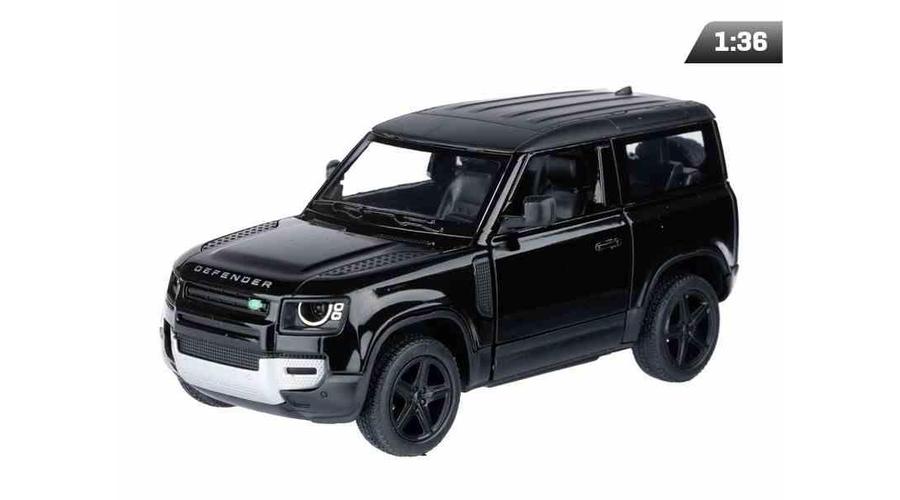 Makett autó, 1:36, Land Rover Defender, fekete-bordó