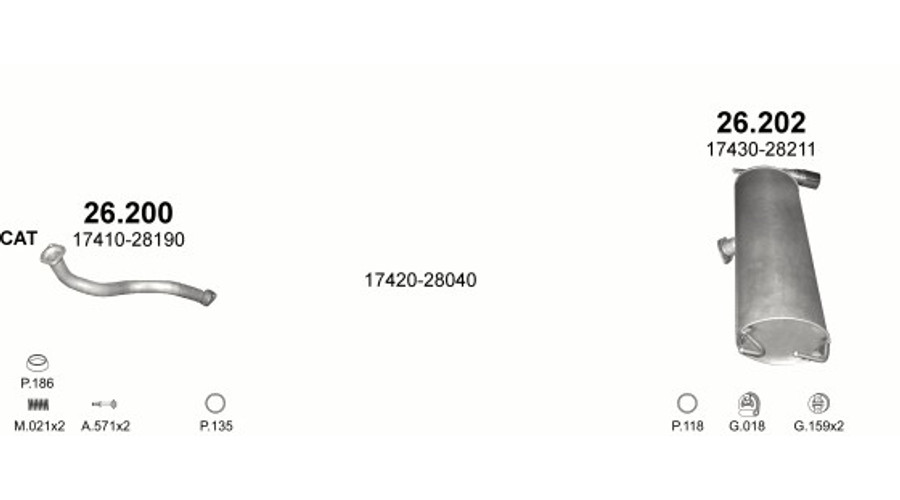 Polmo középső kipufogódob, Toyota RAV 4 2.0